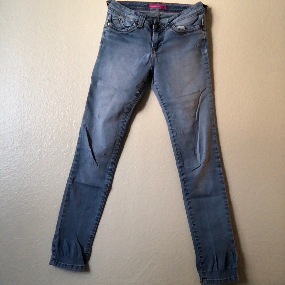 Light blue wash jeans.